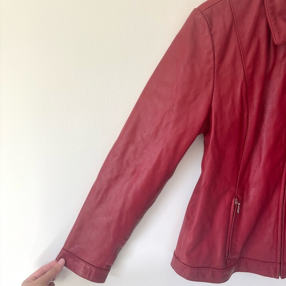 Wilson’s Leather Maxima Red Leather Jacket Bikercore Zip Up Vintage Y2K - Picture 4 of 10